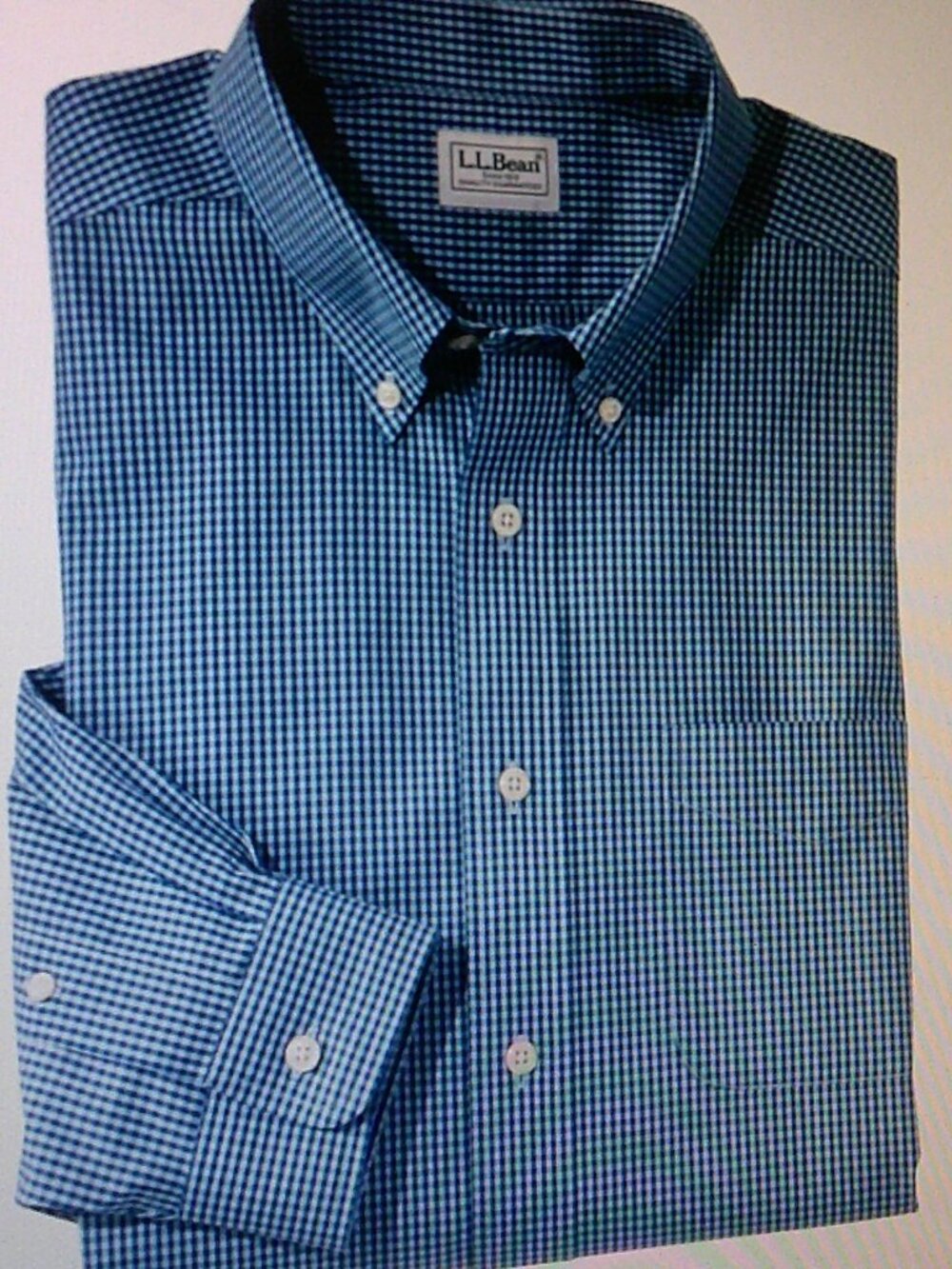 NWT "L.L.BEAN" Cotton Poplin Micro Check SLIM FIT Shirt Sz 16/33